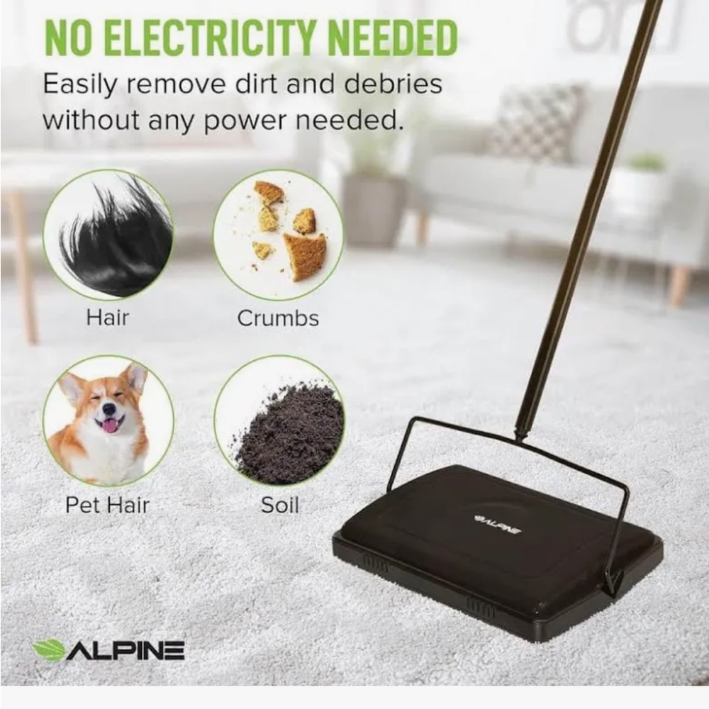 Alpine carpet sweeper nib new 469-blk cleaning